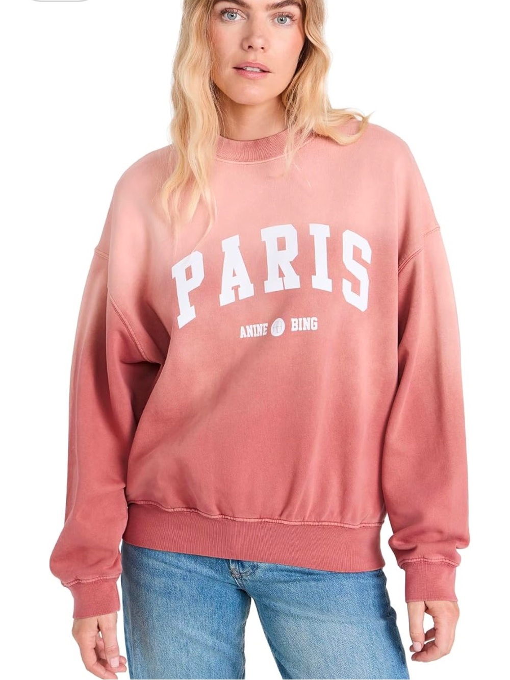 Anine Bing Dusty Rose 'PARIS' Pullover Sweatshirt size medium nwot